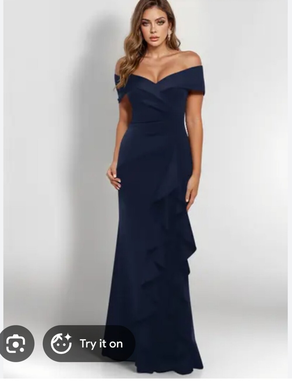 NWT Xscape Navy Draped Evening Gown Plus Size 22W Formal Dress MSRP $279